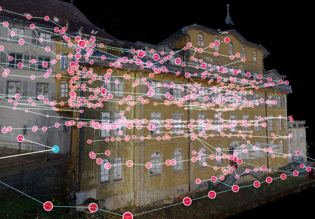 Image représentant un nuage de points capturé par un scanner laser 3D lors d'une station de scanning