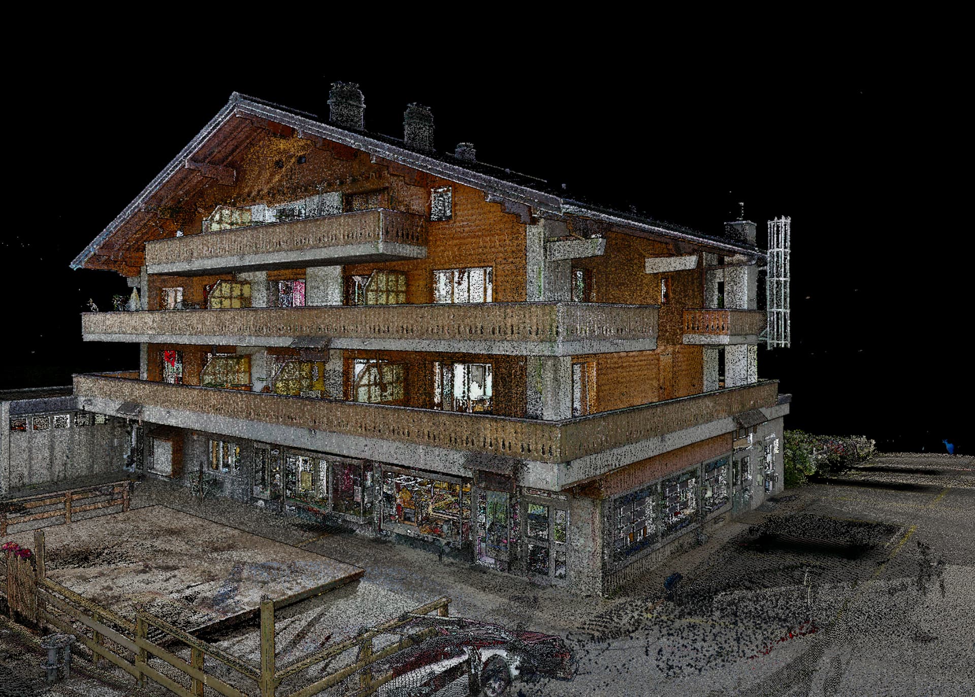 3D-Scan eines Wohngebäudes in Crans-Montana - Punktwolke für einen lokalen Architekten mit Archicad