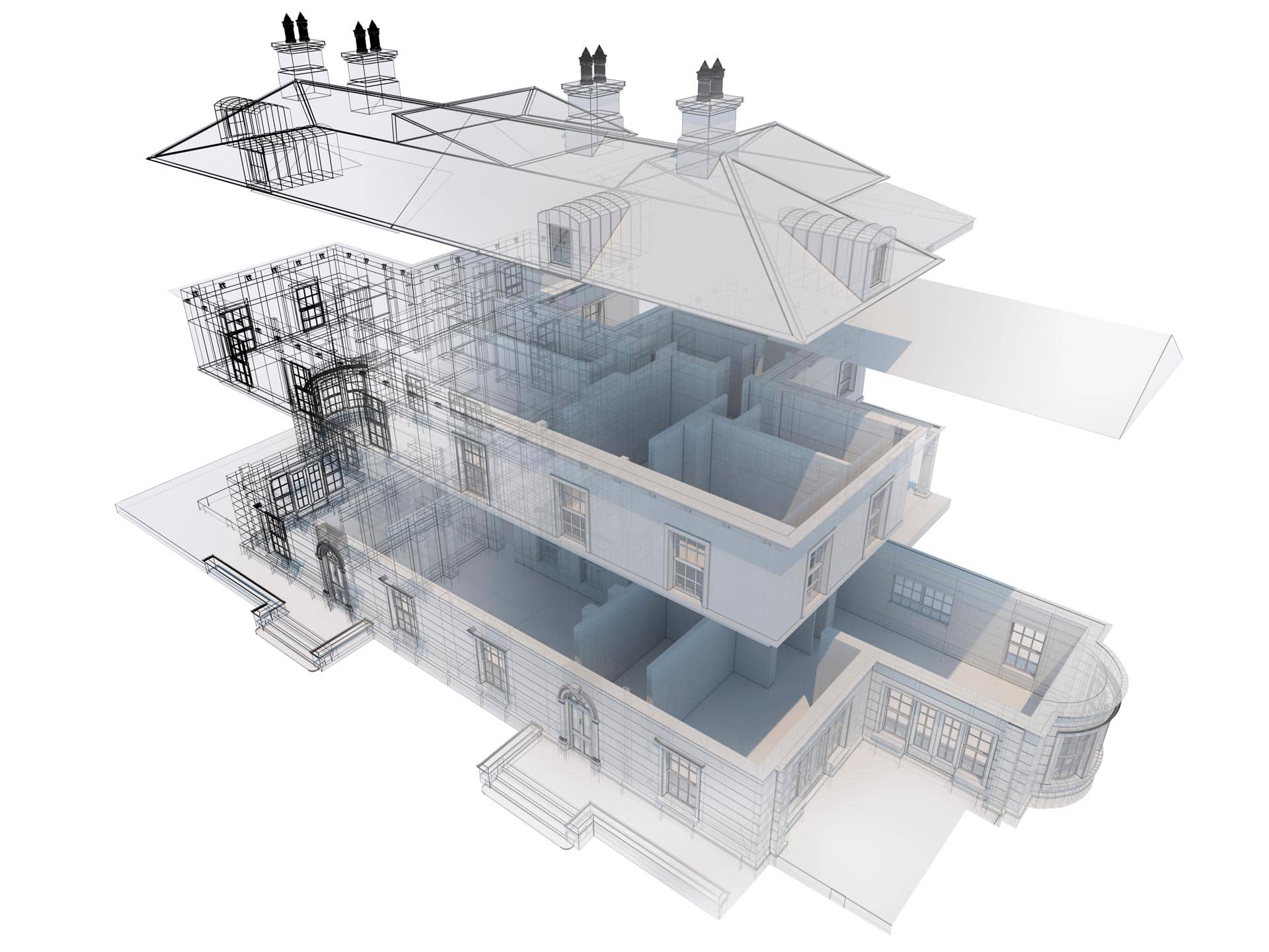 Rendu 3D de la conception classique de la maison