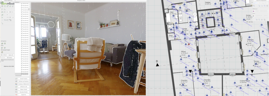 Screenshot of Archicad's BimMTool program for transforming a point cloud into a 3D model