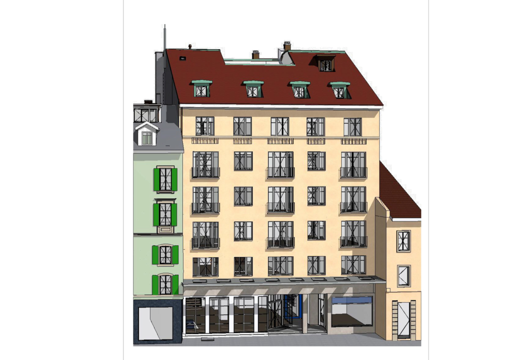 3D-BIM-Modell eines Gebäudes zur Veranschaulichung der Dienstleistungen für 3D-Scans und Architekturpläne in Yverdon-les-Bains.