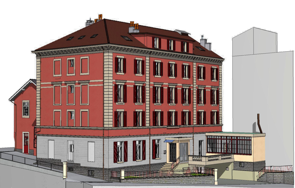 3D/BIM model of a building in Biel produced by 3D Scan Bat illustrating the page "Architect in Biel: Building survey services & 2D/3D plans".